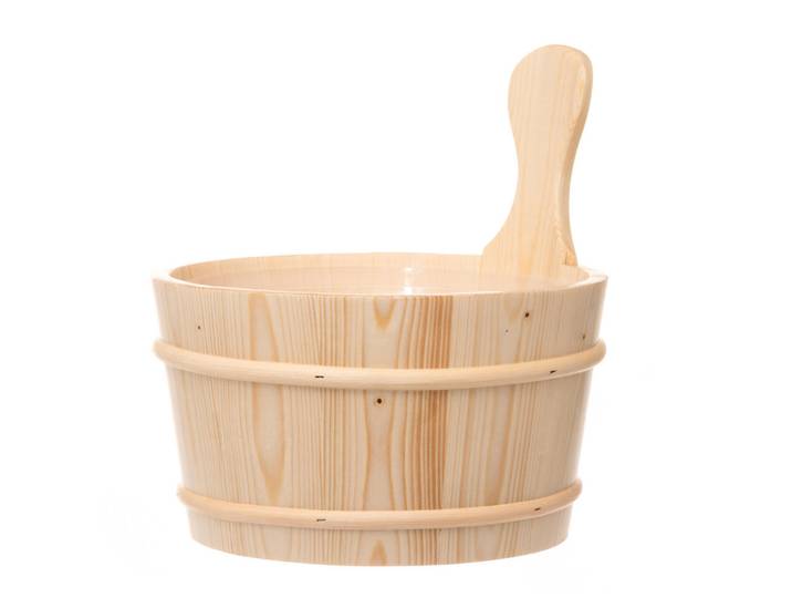 Holzeimer Sauna 4 l mit Plastikeinsatz, Beige, Holz, 25.5x27x27 cm, Freizeit & Co, Wellness & Gesundheit, Sauna