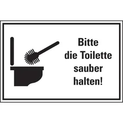 Aufkleber I Hinweis-Kombischild Toilette sauber halten!, Text/Symbol, Folie, 300x200mm