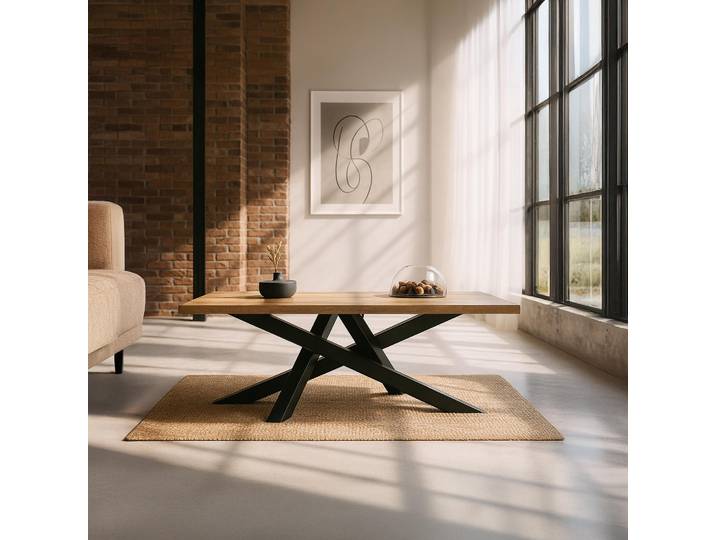 Table basse avec plateau rectangulaire en bois massif de manguier - Mikado