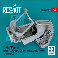 ResKit A-7E Corsair II cockpit early version (Basic edition with 3D decals) for Hasegawa kit (3D Printed)