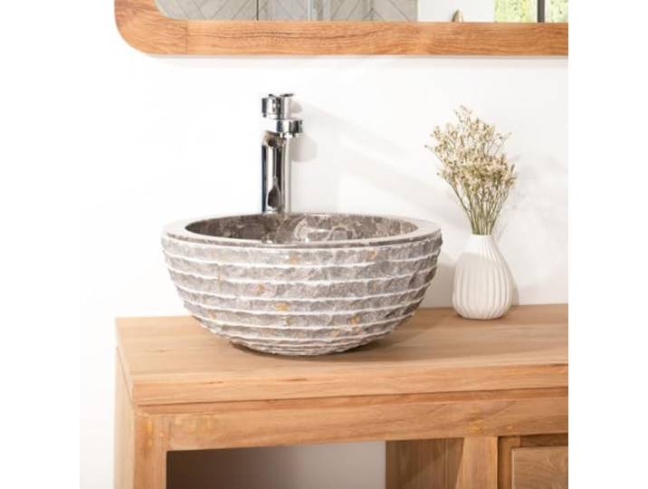Wanda collection - Lave Mains en marbre Vésuve Pierre Gris 35cm