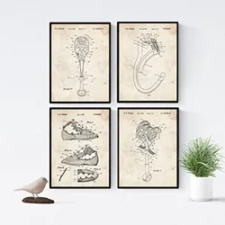 POSTER Set mit 4 Jahrgang KLETTERN Patenten A4 Schwarzer Rahmen