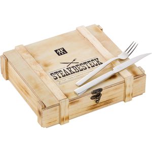Zwilling Steakbesteck 07150-359, in Holzkiste, Edelstahl 18/10, für 6 Personen, Wellenschliff, silber poliert, 12-teilig