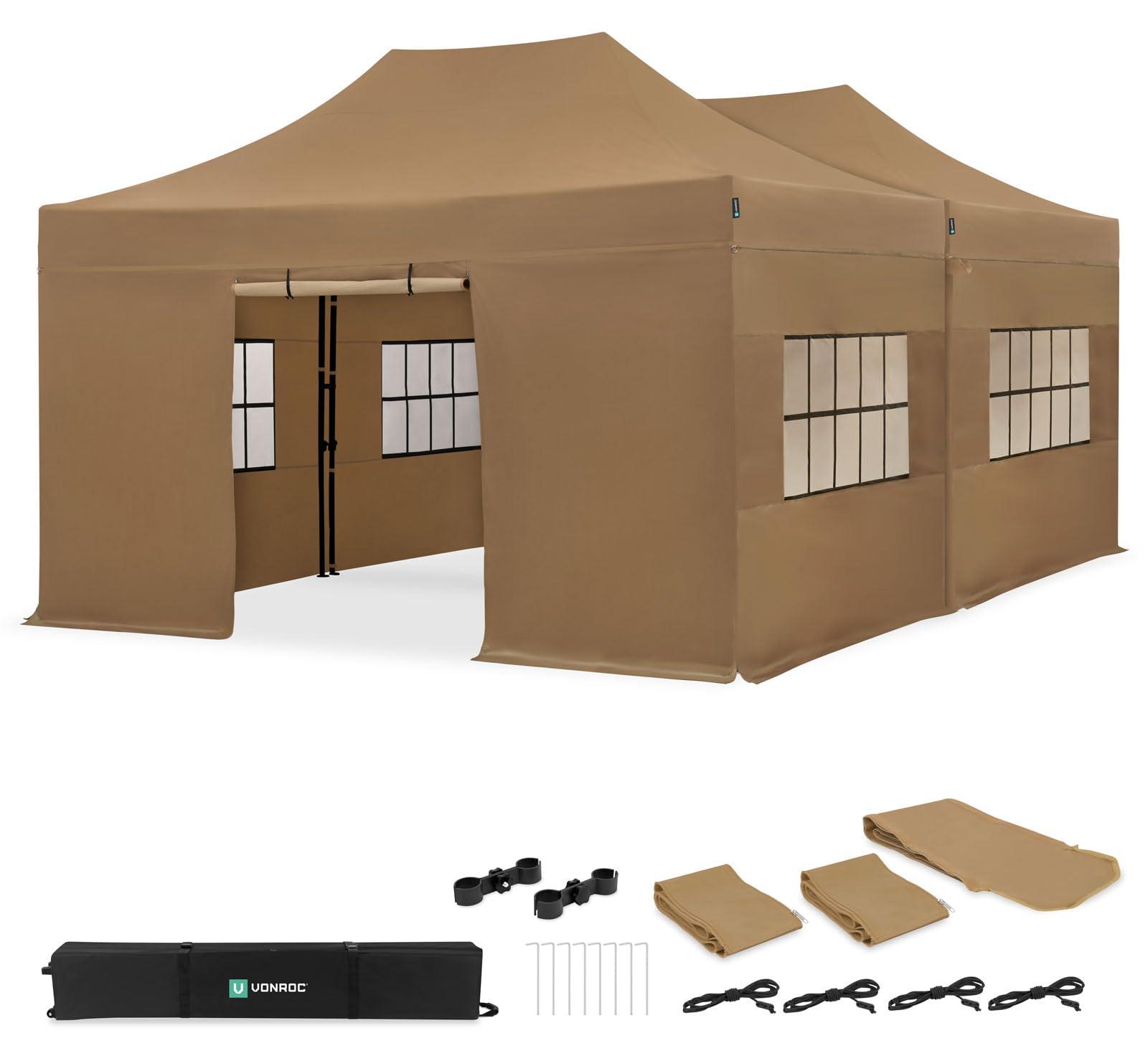 Partyzeltdach - 6 x 4,5 Meter - Wasserdicht, 3000 PA - Beige - Stahlrahmen - Gartenpavillon