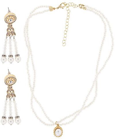 Schmuck-Set "Perlen", 3-teilig, creme/gold