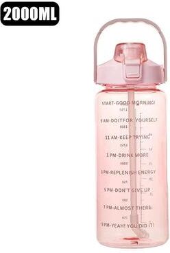 Inspired Living HydraMax 2L Portable Straw Sports Water Bottle pink
