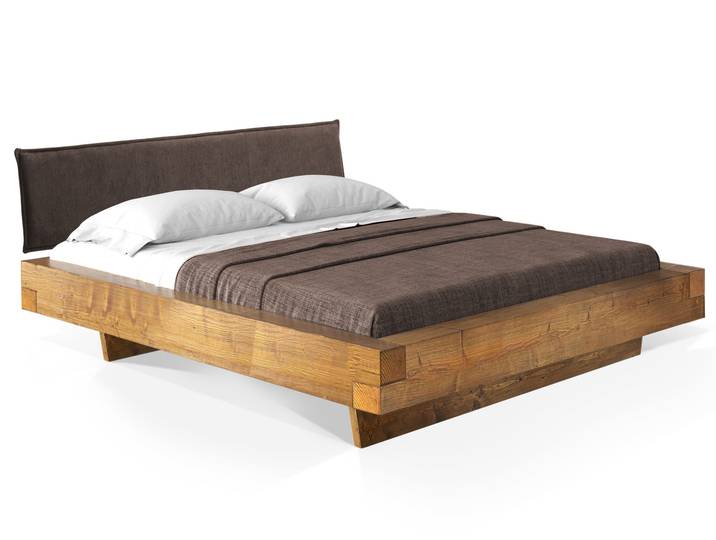 CURBY Balkenbett mit Polsterkopfteil, Wangenfuß, Material