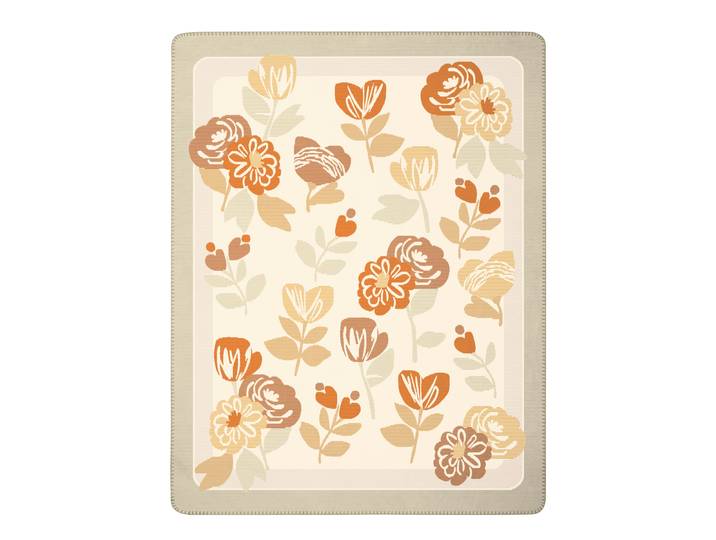 Wohndecke BIEDERLACK Wohndecke Bloom Frame , beige (multicolor), B:150cm L:200cm, Baumwolle, Polyacryl, Polyester, Wohndecken, Wohndecke, florales Design mit Zierstich
