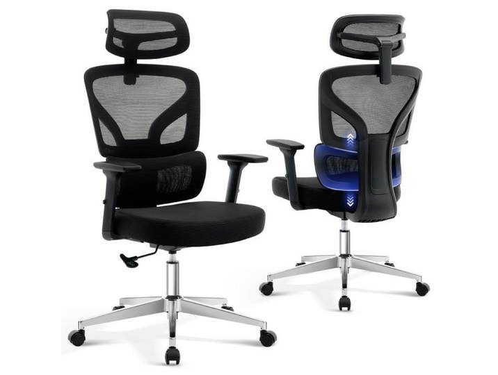 Chaise de bureau ergonomique - LUNSY - Rembourrage moelleux - Soutien lombaire intégré - Maille respirante