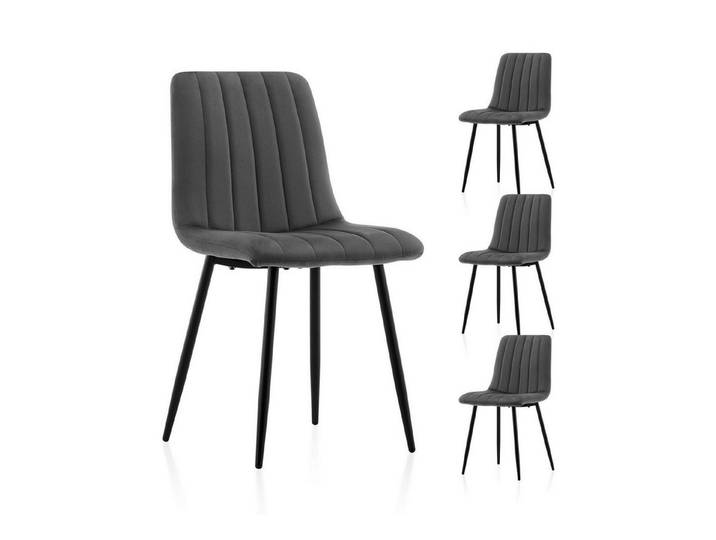 LuxusKollektion Esszimmerstuhl Esszimmerstühle 4er Set Samt Grau