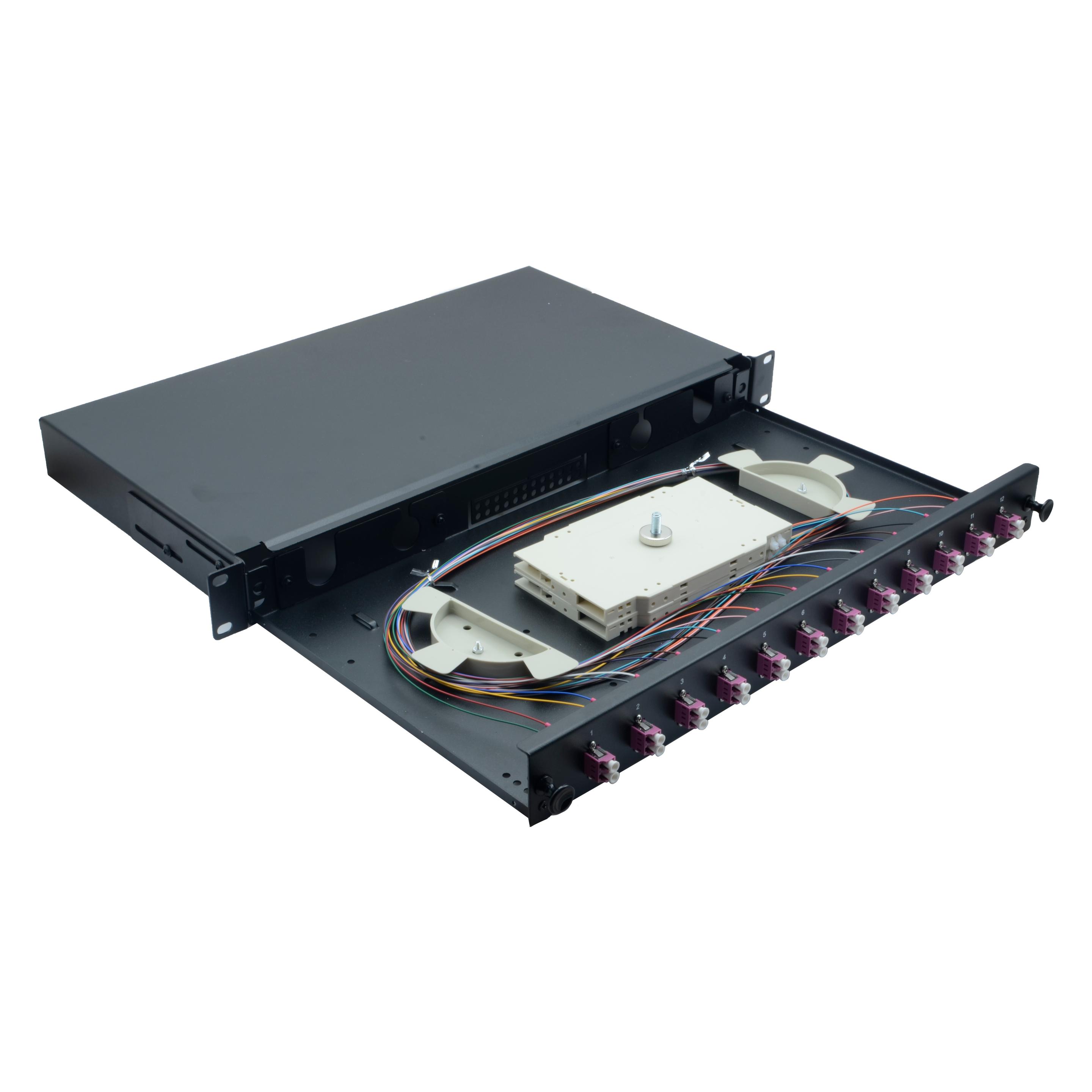 Helos LWL 19" Spleissbox 12 x LC Duplex OM4, spleissfertig, schwarz (375559)