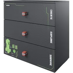 Roba Kommode »Minecraft« mit 3 Schubladen und LED-Beleuchtung - 80x39,5x77,1cm - schwarz -