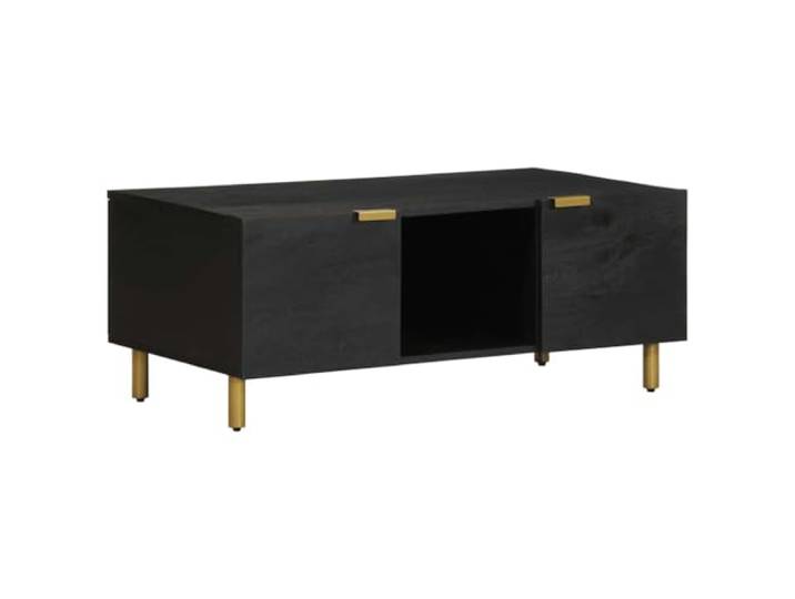 LASWWQMRF Couchtisch Schwarz 100x54x40 cm Industrial Wohnzimmertisch Moderner Sofatisch aus Holzwerkstoff und Massivholz mit Stauraum und Metallgriffen für Wohnzimmer und Schlafbereich.