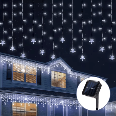 Uplift Curations Solar 96 LED Ice Crystal String Lights Outdoor Fairy & Party Decoration cold White