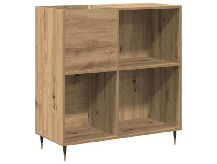 HKQWPBF Schallplattenschrank Artisan-Eiche 85 x 38 x 89 cm Industrial Style, Holzwerkstoff, Brett-Regale, kegelförmige schwarze Beine, reichlich Stauraum, einfache Pflege