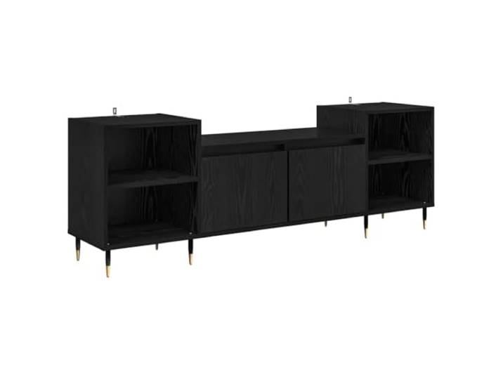 Kaorsrow TV-Schrank Schwarz Eichen-Optik 160 x 35 x 55 cm Stylisches Lowboard mit 2 Türen und 4 Fächern für Wohnzimmer und Heimkino. Bietet viel Stauraum und Standfestigkeit.
