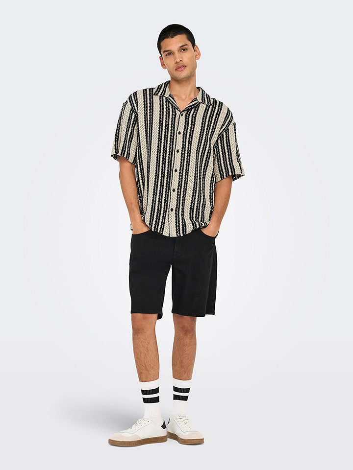 ONLY & SONS Hemd "Dani" in Beige/ Schwarz - L