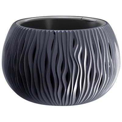 Pflanzkübel PROSPERPLAST "Sandy Bowl", grau (anthrazit), H:19cm Ø:29cm, Kunststoff, Pflanzgefäße, Pflanzkübel, ØxH: 29x19 cm