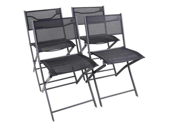 Gardenson Gartenklappstuhl-Set, Schwarz, Metall, Textil, 45x79x46 cm, klappbar, UV-beständig, regenabweisend, abwischbar, Gartenmöbel, Gartenstühle, Gartenklappstuhl