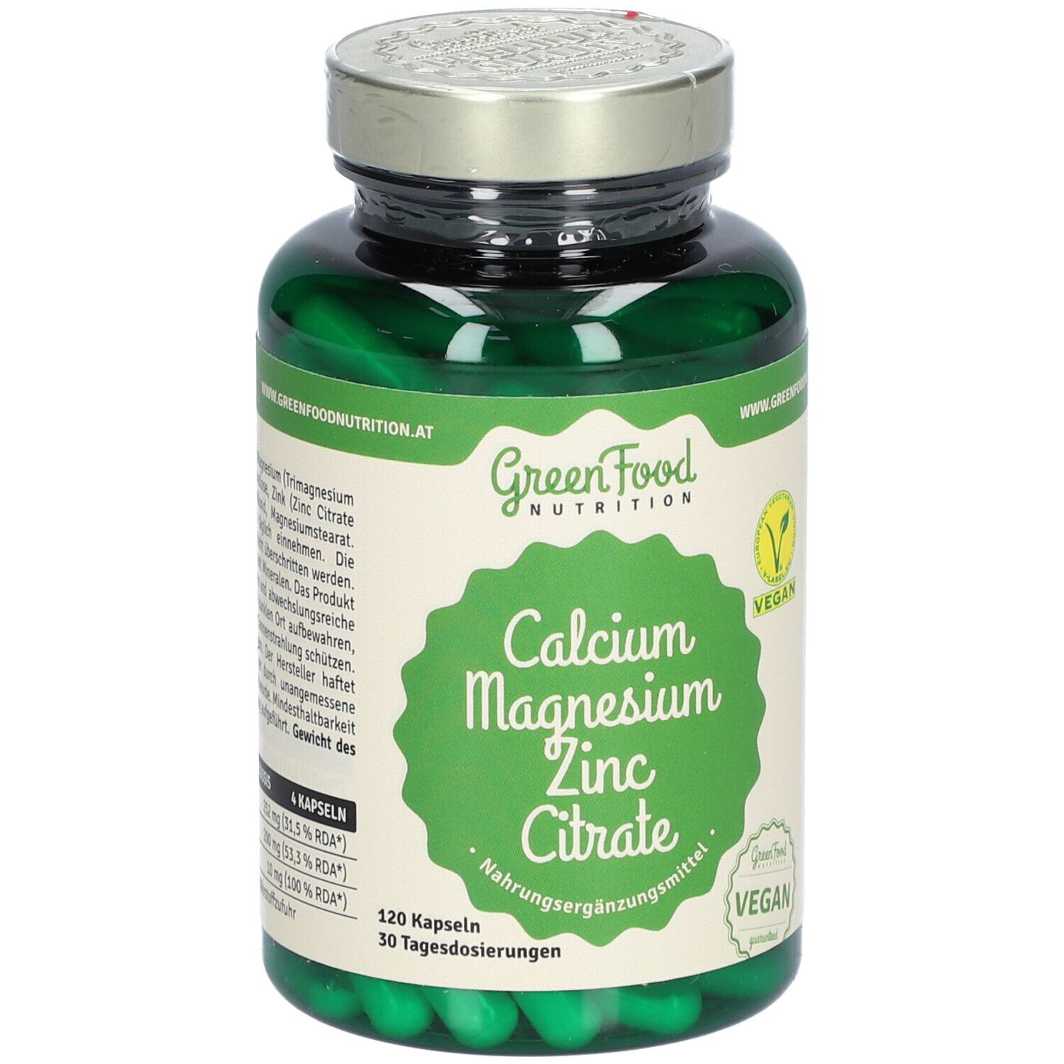 GreenFood Nutrition Calcium Magnesium Zinc Citrate 120cps 120 St Kapseln