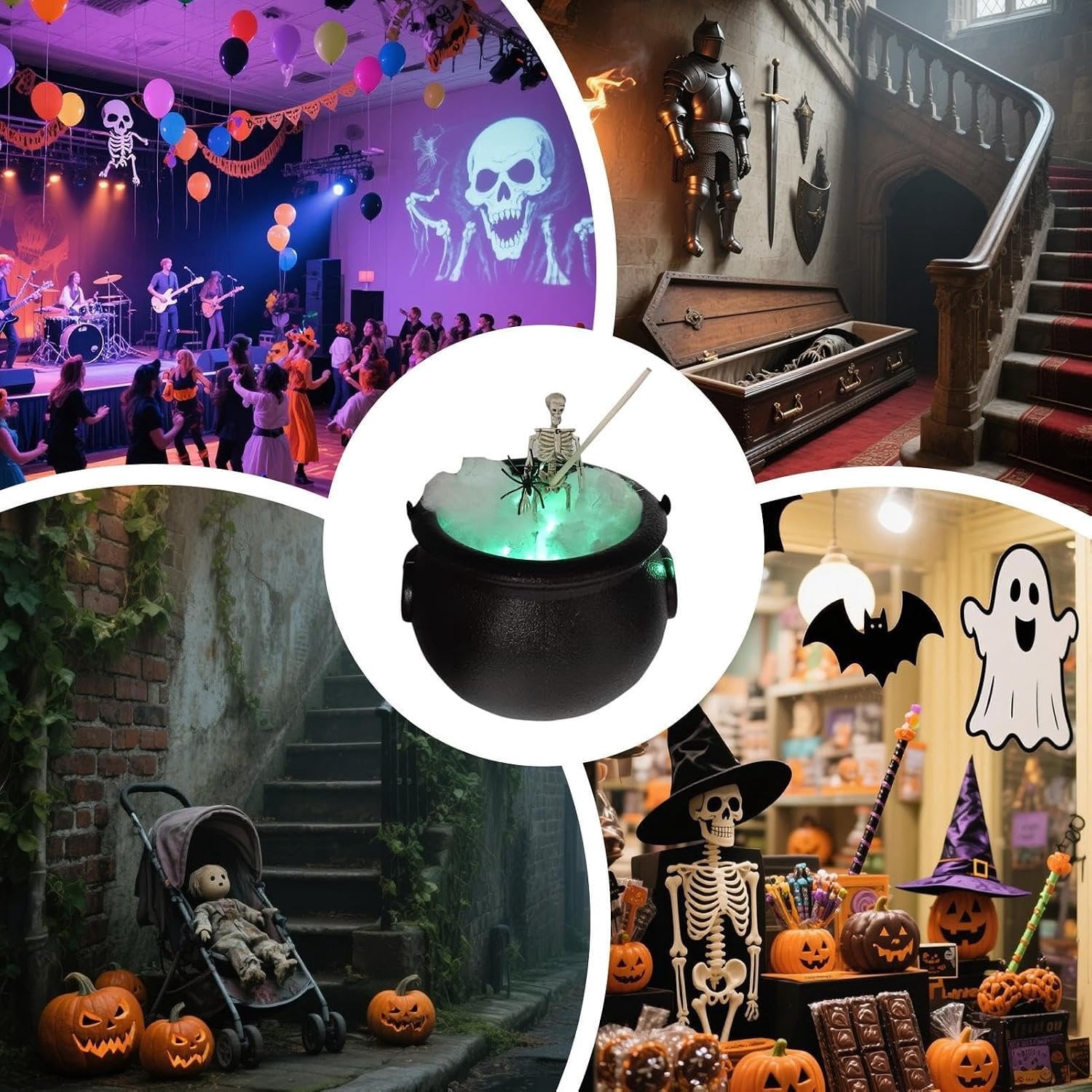 Griezelige zwarte heks ketel voor Halloween decoratie