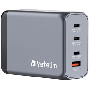 Verbatim USB-Ladegerät GNC-240, GaN, 240 Watt, 3x USB-C und 1x USB-A, 4 Ports, Schnellladegerät