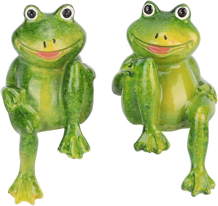Set van 2 kikkerbeeldjes met kroon voor tuindecoratie