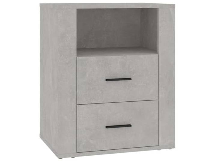 KDVXBCQJH Nachttisch Betongrau 50x36x60 cm Holzwerkstoff Praktischer Beistellschrank fürs Schlafzimmer mit 2 Schubladen, offenem Fach und integrierter Kippsicherung.