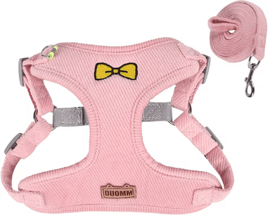 Inspire Curations BowPaw Reflective Small Dog Harness Vest With Leash Cute, Breathable & Secure Fit pink l