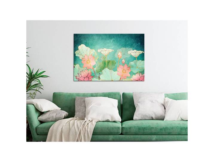 Tableau déco Fairytale Flowers Lin Vert 90 x 60cm