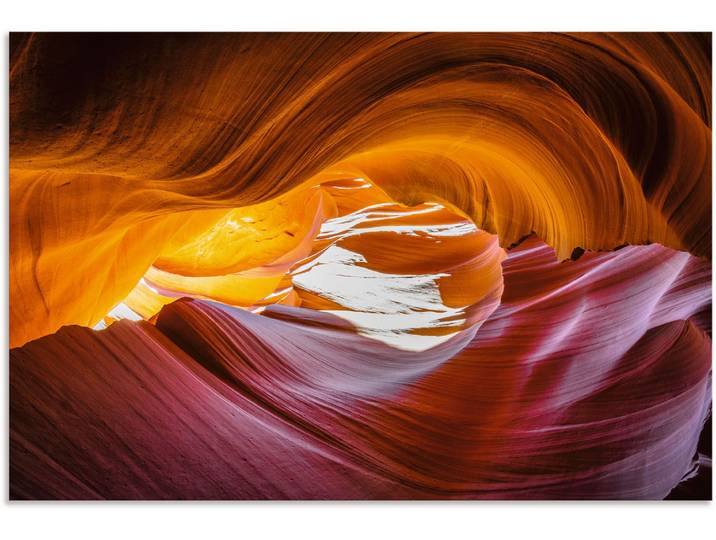 Alu-Dibond-Druck ARTLAND Antelope Canyon in den USA , orange (farbe bild(er): orange), B:120cm H:80cm, Bilder, Alu-Dibond-Druck, für Innen- und Aussenbereich geeignet, Outdoorbild