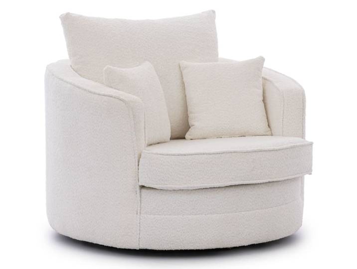 Fauteuil pivotant rotatif à 360° en tissu bouclé