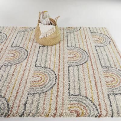 Balta Rugs Mod-Tod Hailey Kids Rainbow Print Shag Berber Area Rug