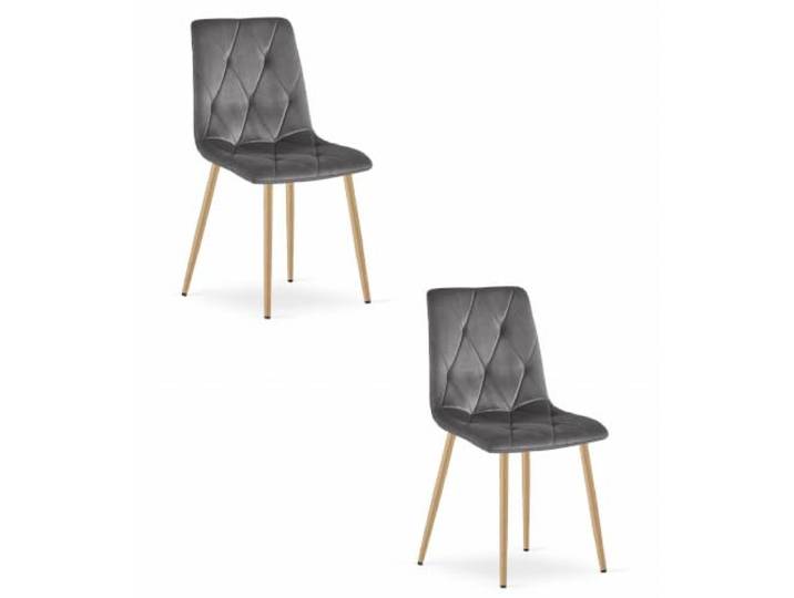 Esszimmerstühle AURELLE, Gepolsterter Stühle Esszimmer, Küchenstühle Esstisch Stühle Mit Velours Polster, Polsterstuhl Leicht zu Reinigen, Stuhl Esszimmer, Dunkelgrau / Beine Holz - 2er
