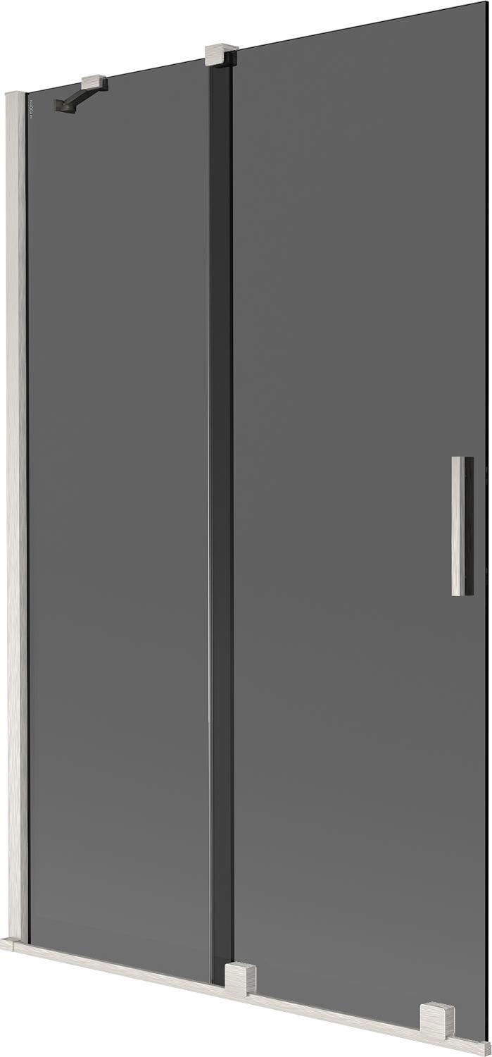 Mexen Velar Badewannen-Abtrennung, 2-flügelig, verschiebbar, 110 x 150 cm, graphit, gebürstetes Nickel - 896-110-000-41-97