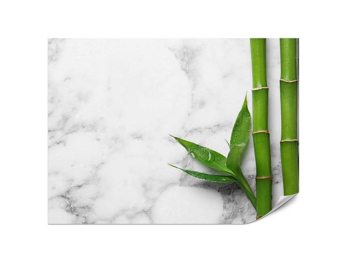 FOTOTAPETE für Küche Bambusblätter Grauer Marmor Exotisch Elegant 200x140