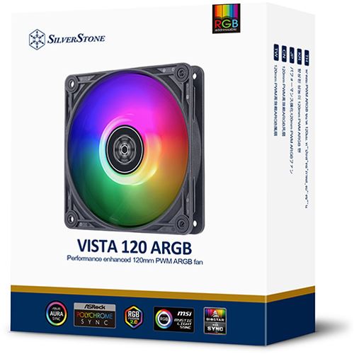 120x120x25mm Silverstone VISTA Performance PWM Lüfter, ARGB - Schwarz