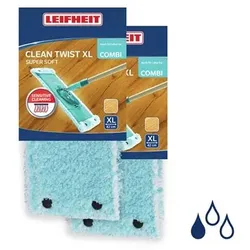 LEIFHEIT 2er Set Wischbezug Clean Twist XL geeignet für Parkett und Holzböden