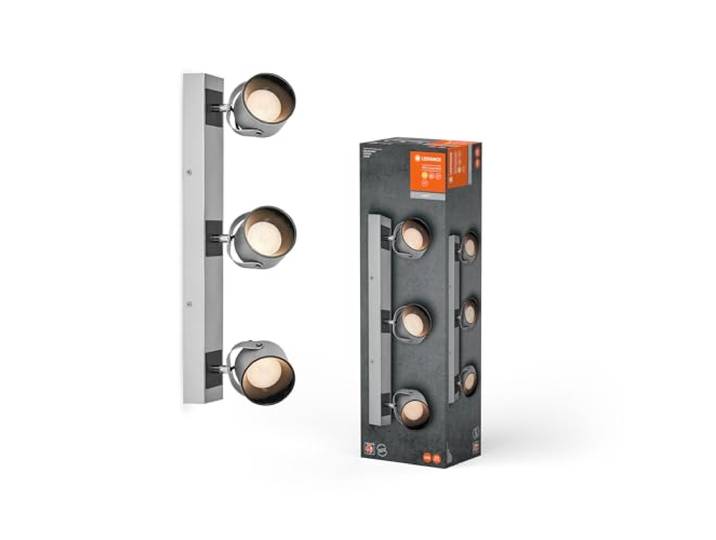 LEDVANCE DECOR SPOT JUPITER, 16,5W, 550lm, silber, Spotleuchte, verstellbare Köpfe, vielseitig anwendbar, Innenraumspot, warmweiße Lichtfarbe, hochwertige Optik, einfache Montage