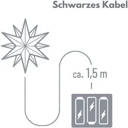 Novaliv, LED Weihnachtsdeko, Weihnachtsstern LED Dekosterne 2er Sparset Weiss 12cm Timerfunktion Innen&Aussen mit 1,5m