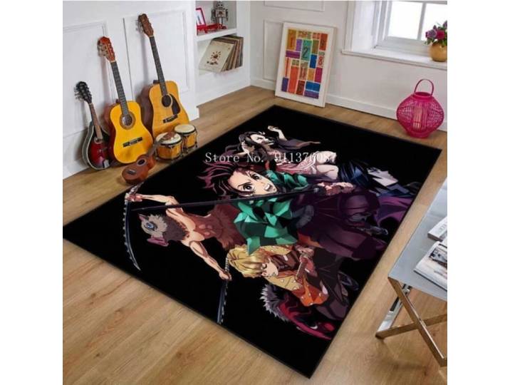Tapis de sol antidérapant Demon Slayer - DSN-4366 - 120x160cm - Noir - Moderne