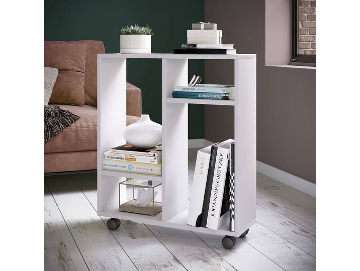 Nischenregal Dremala mit Rollen 60 x 65 x 20cm Weiß/Weiß