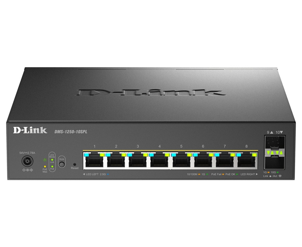 D-Link DMS-1250-10SPL/E Smart Managed 8-Port-Multi-Gigabit-Switch