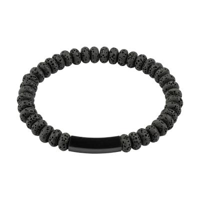 Armband ZEEME "Edelstahl /PVD schwarz Lavasteine", schwarz, Armbänder, Herren, 20cm, Edelstahl, Armband