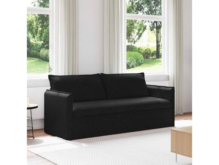 KGHERMDF Sofa Schwarz 196 x 82 x 85 cm Stoff mit Metallrahmen Stoffbezug, Metallrahmen, Schaumstoffkissen, Holzwerkstoff-Armlehnen, Kunststofffüße, modulare Aufstellung, pflegeleichte