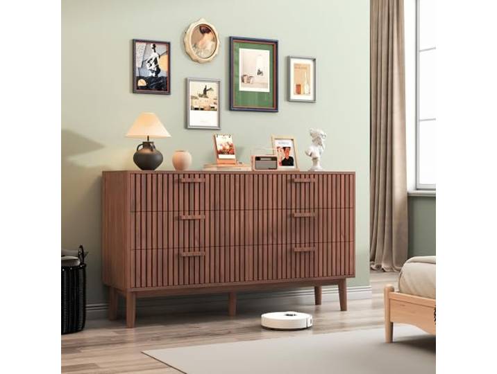 FEEOHOME Kommode mit 6 Schubladen, Aufbewahrungsmöbel aus Holz, 30 cm Tiefe, Schrank mit 6 Schubladen mit Kippschutz und robusten Stützfüßen, Kommode für Erwachsene