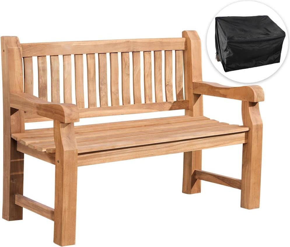 Teak-Gartenbank 120 cm - Outdoor-Sofa - inklusive Schutzhülle, langlebig und ergonomischer Komfort