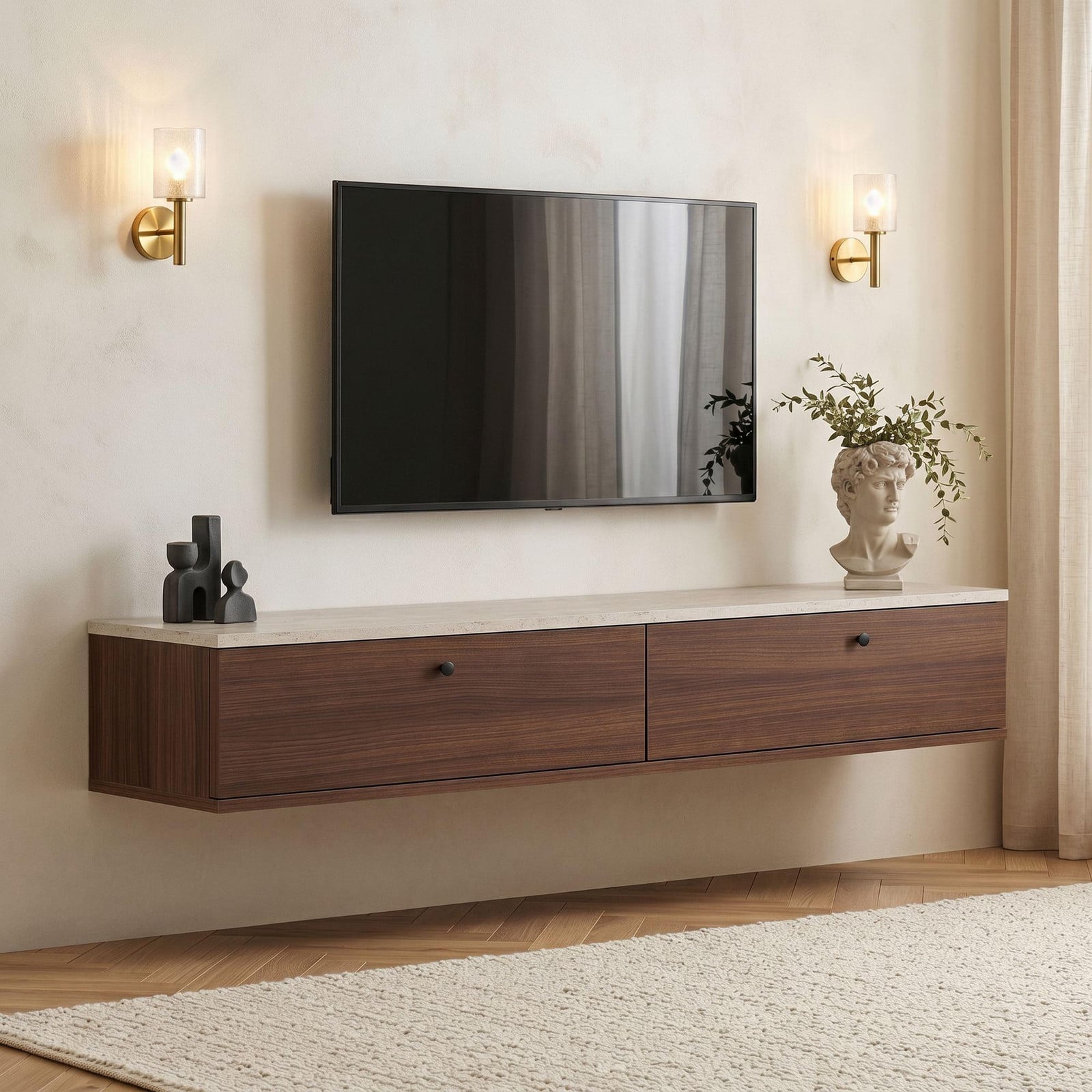 Skye Decor TV-standaard Travertin & Milano notenhout 160 cm