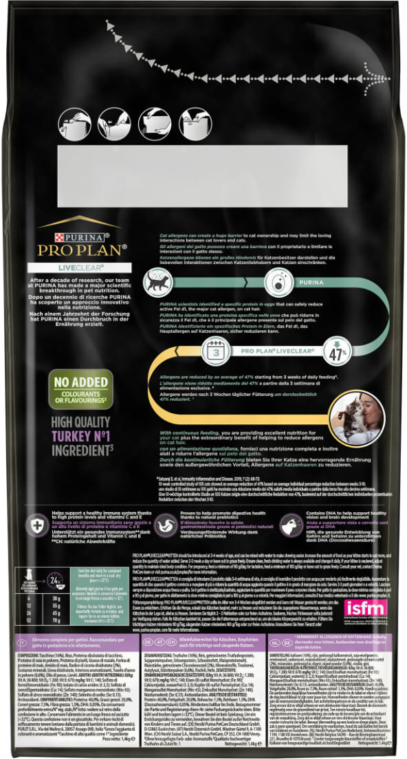 PURINA PRO PLAN Pro Plan LiveClear Kitten Tacchino 1.4KG