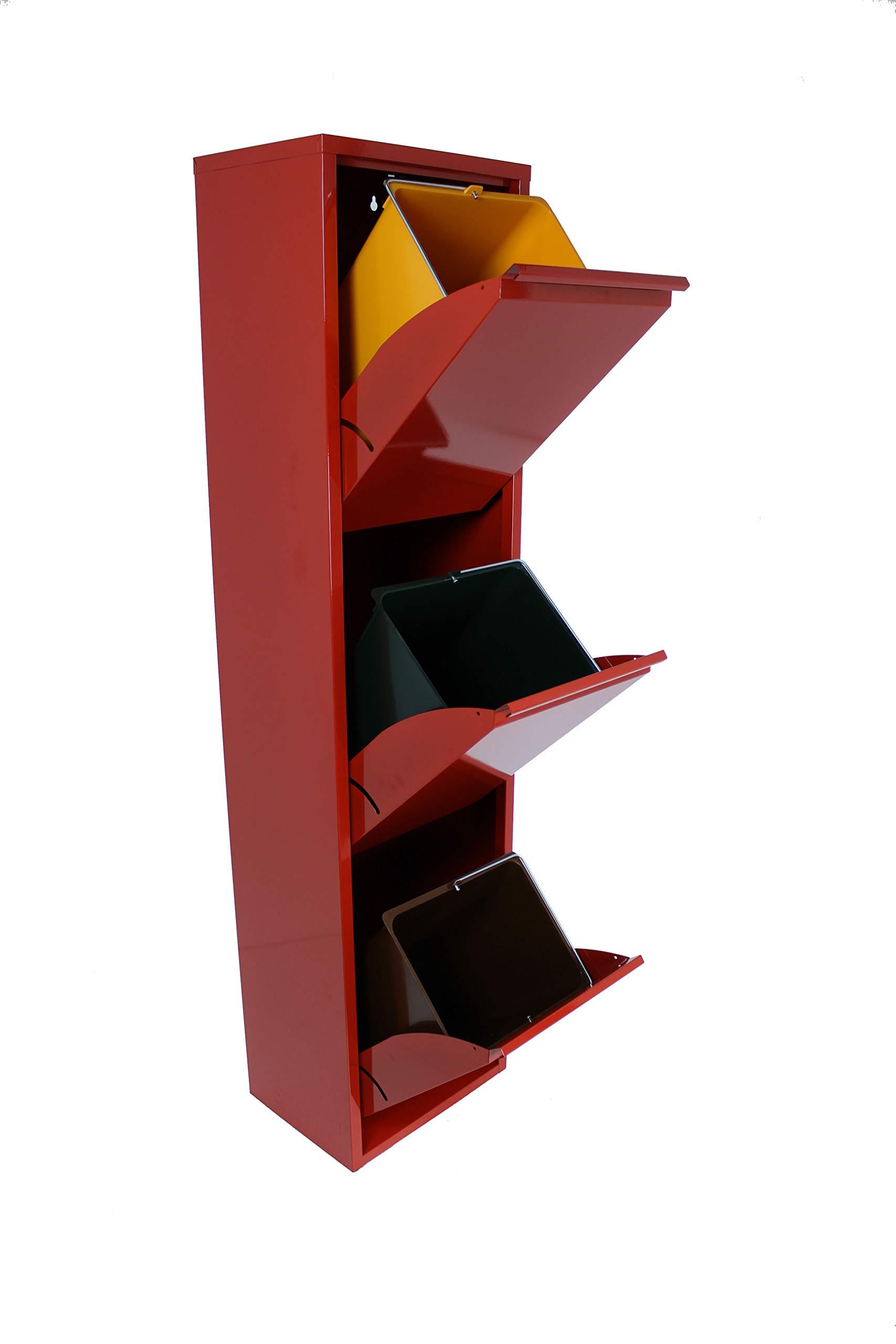 Metall-Abfalleimer 18 L Rot 34x25x136 cm Recycling
